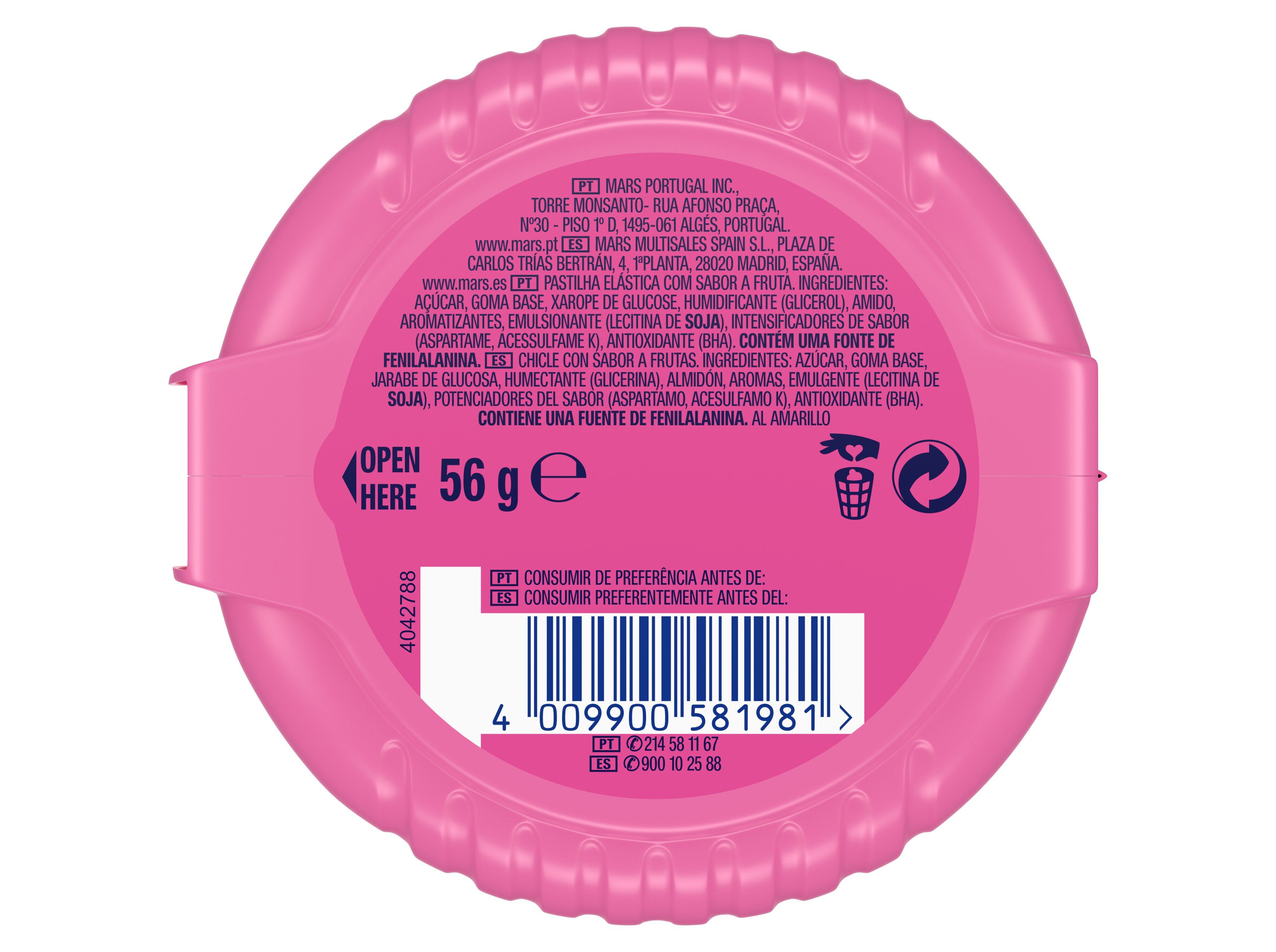 PASTILHAS SEM A&Ccedil;UCAR HUBBA BUBBA FANCY FRUIT 56G image number 1