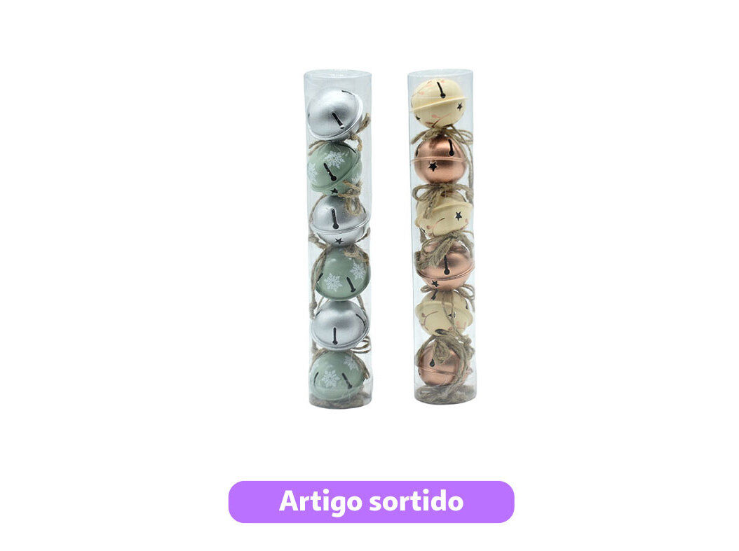 CAIXA COM 6 SINOS PARA PENDURAR ACTUEL EM METAL 4CM CORES SORTIDAS image number 0