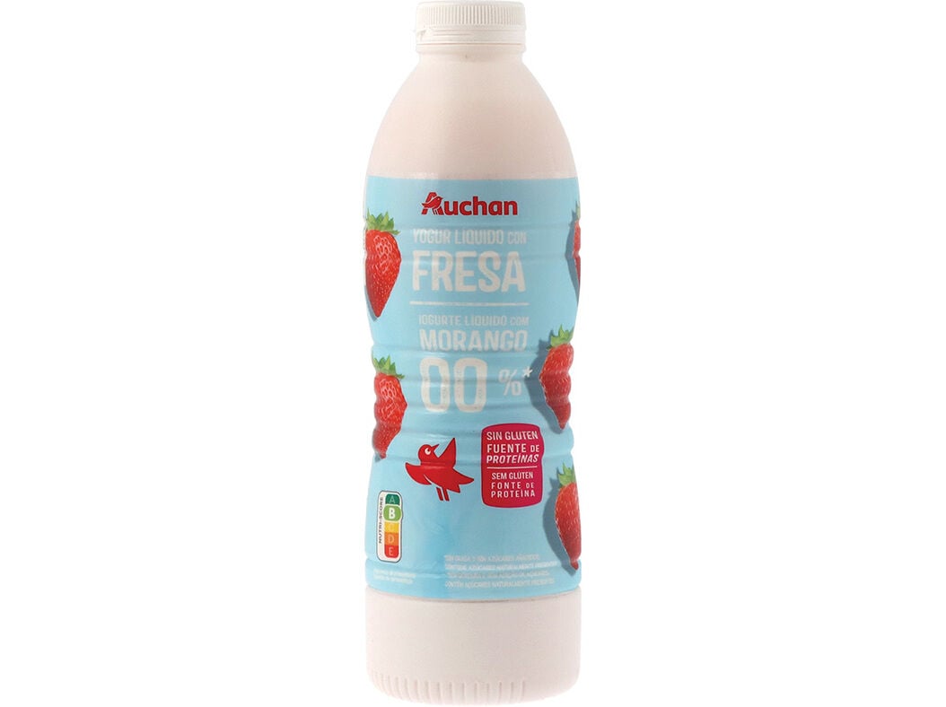 IOGURTE AUCHAN L&Iacute;QUIDO MAGRO MORANGO SEM GL&Uacute;TEN 1KG image number 0