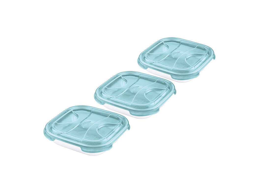 CONJUNTO DE 3 CAIXAS HERM&Eacute;TICAS ACTUEL PL&Aacute;STICO AZUL RECTANGULAR 0.8L image number 0