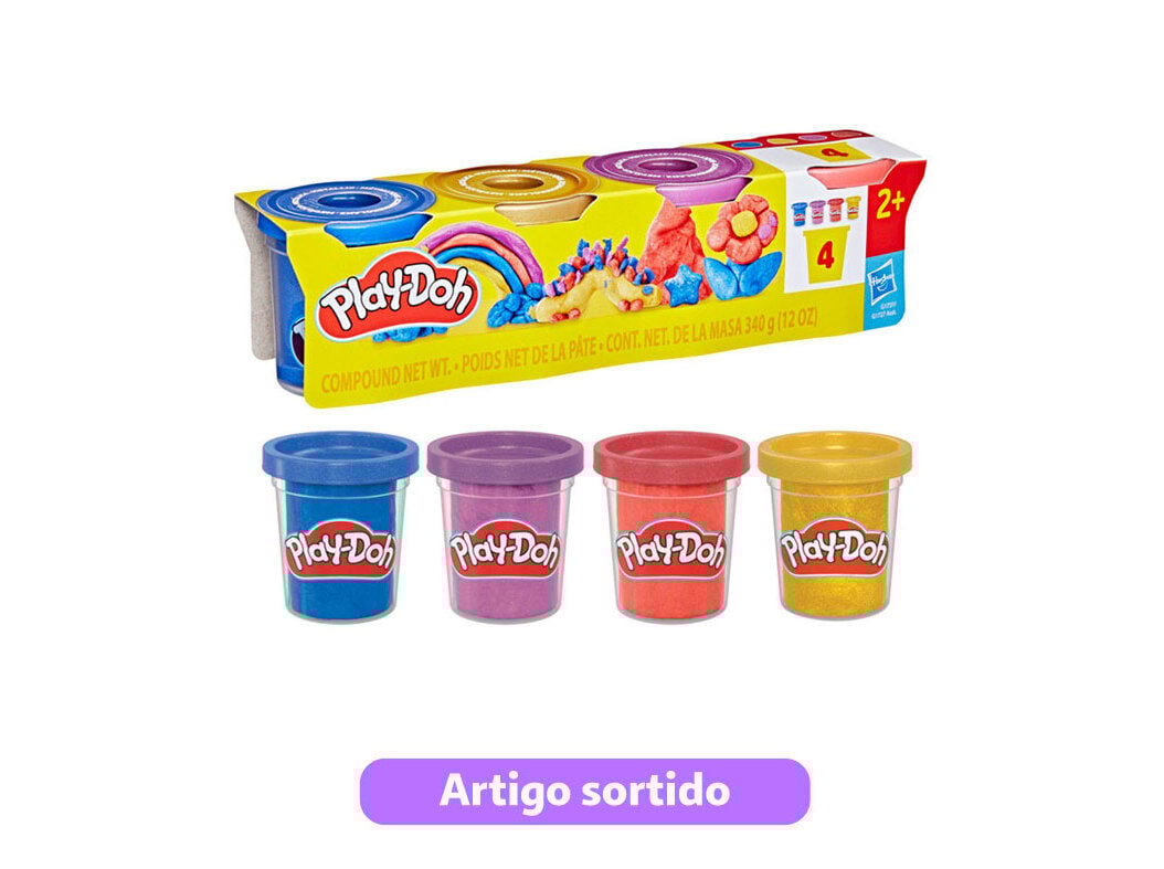 KIT DE 4 PLAY DOH CORES SORTIDAS