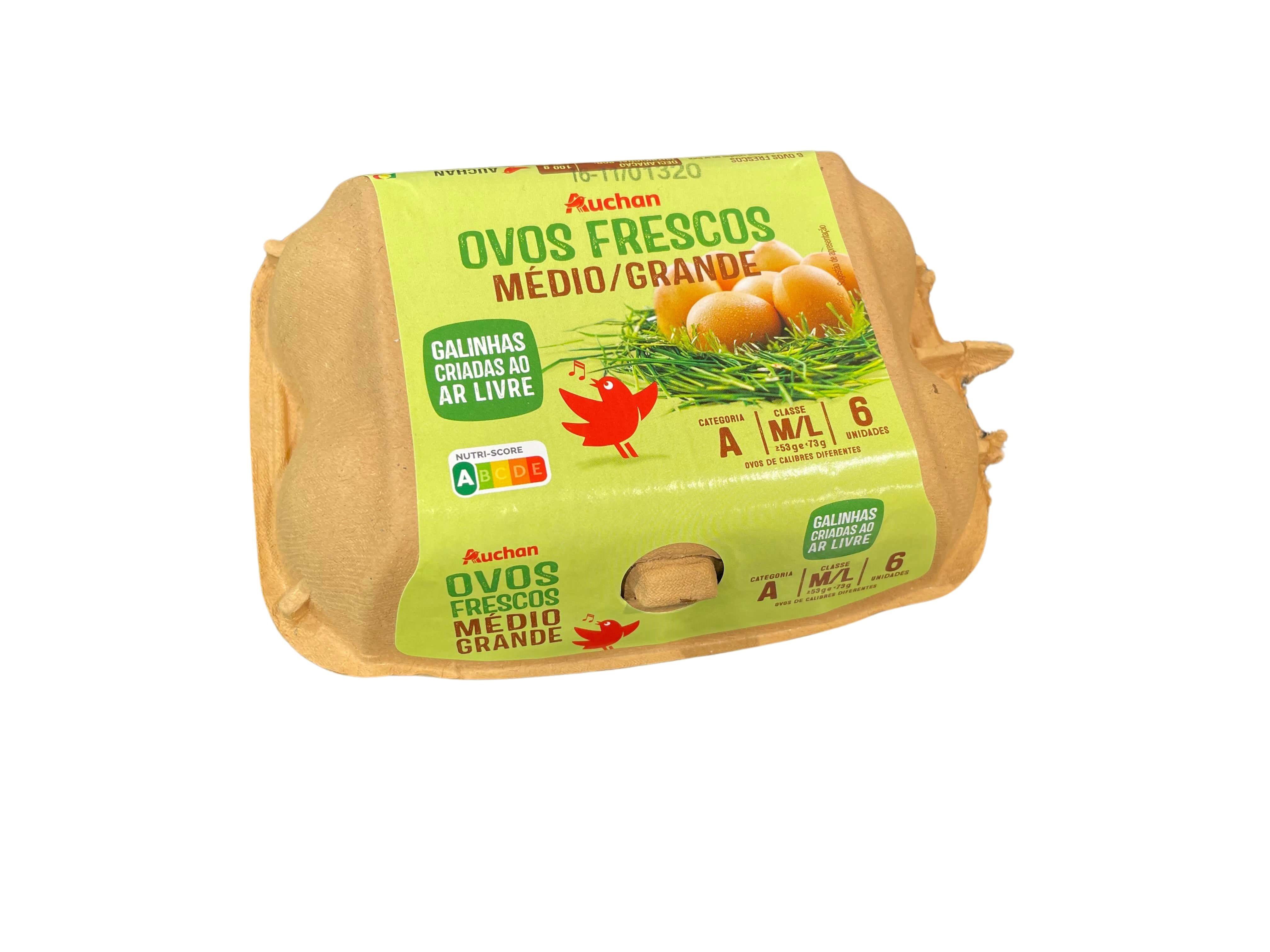 OVOS AUCHAN GALINHAS AR LIVRE CLASSE M- L MEIA D&Uacute;ZIA