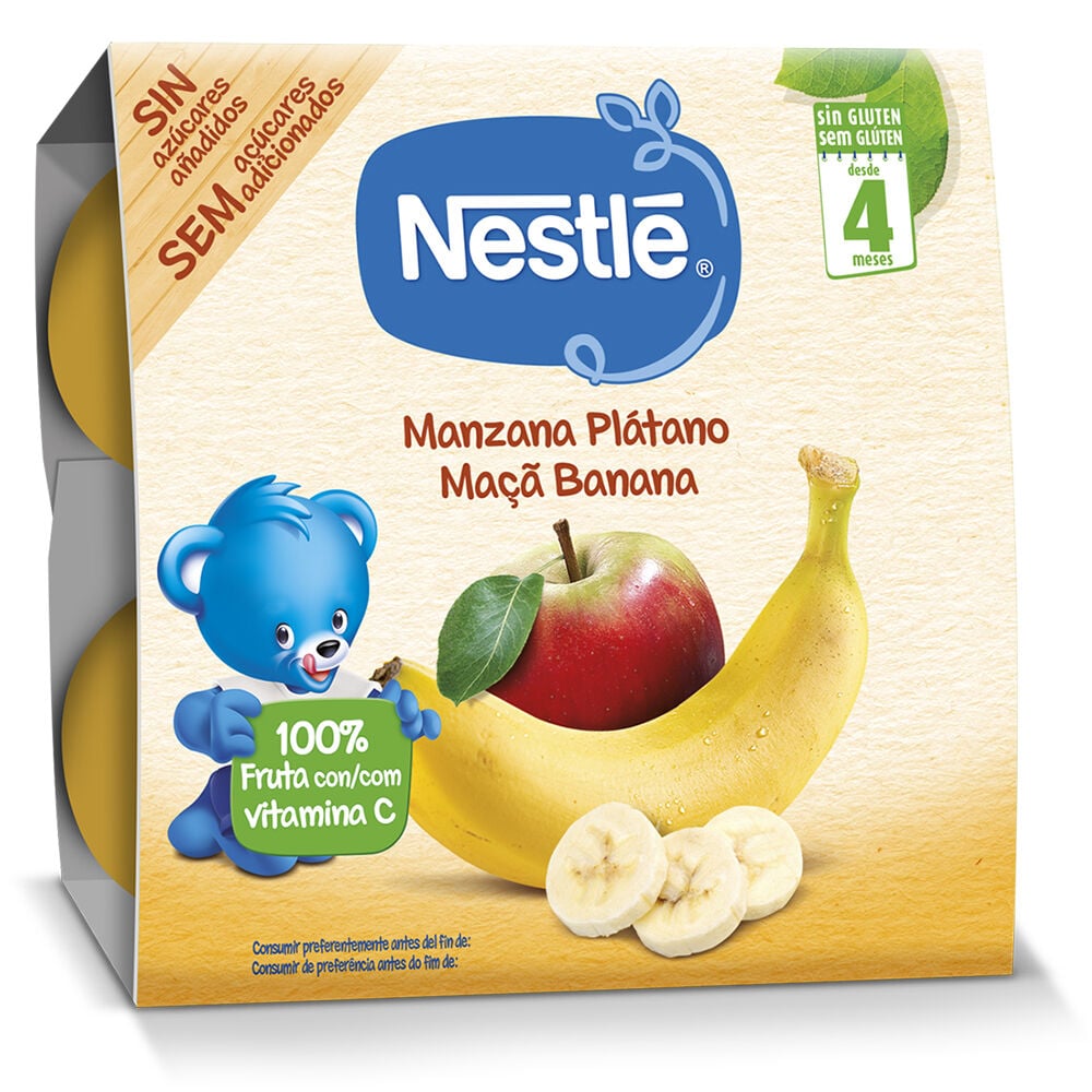 PUR&Eacute; NESTL&Eacute; MA&Ccedil;&Atilde; E BANANA 4X100G