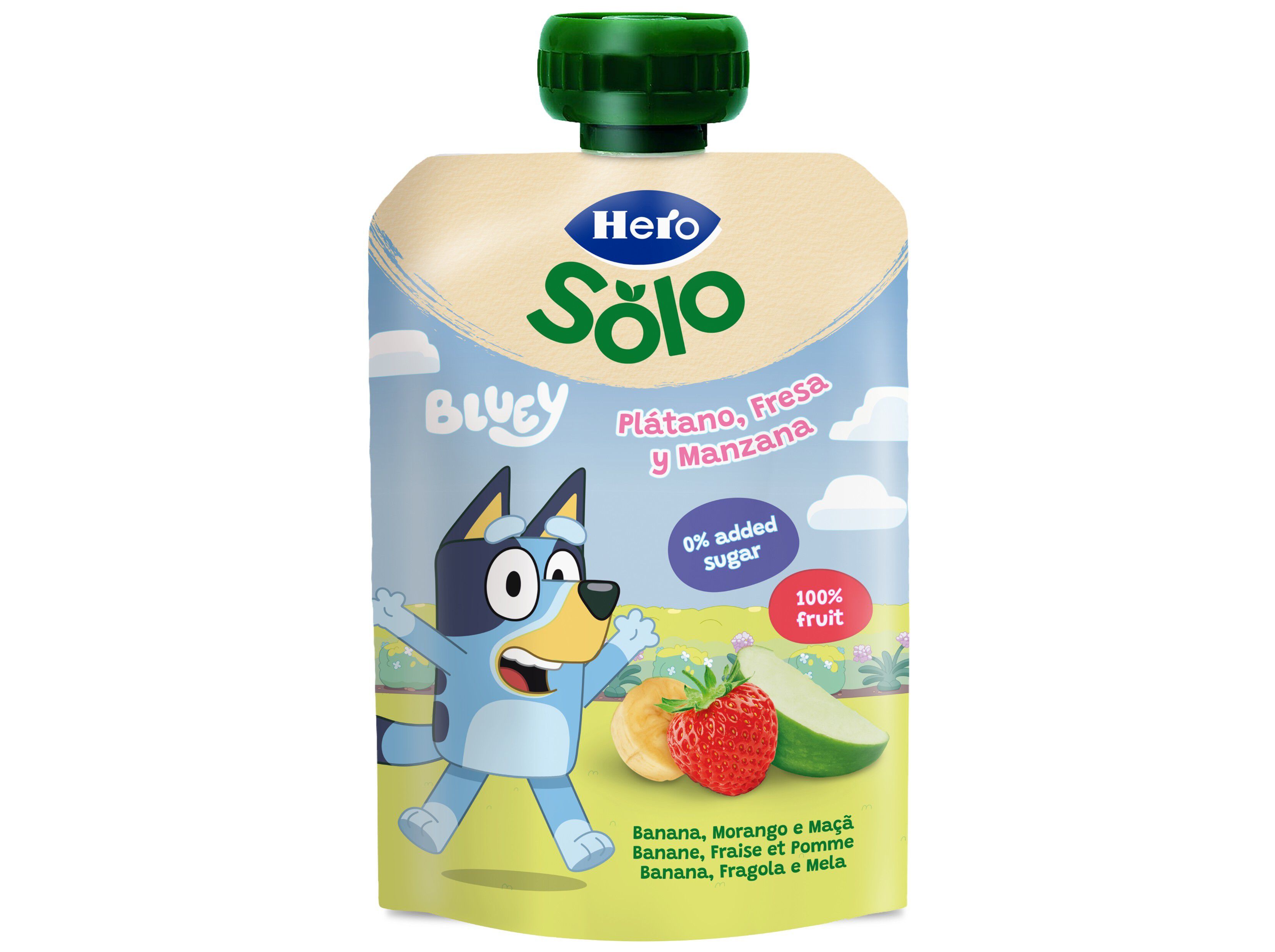 SAQUETA FRUTA HERO JURASSIC BANANAMORANGO E MA&Atilde;&Atilde; 100G