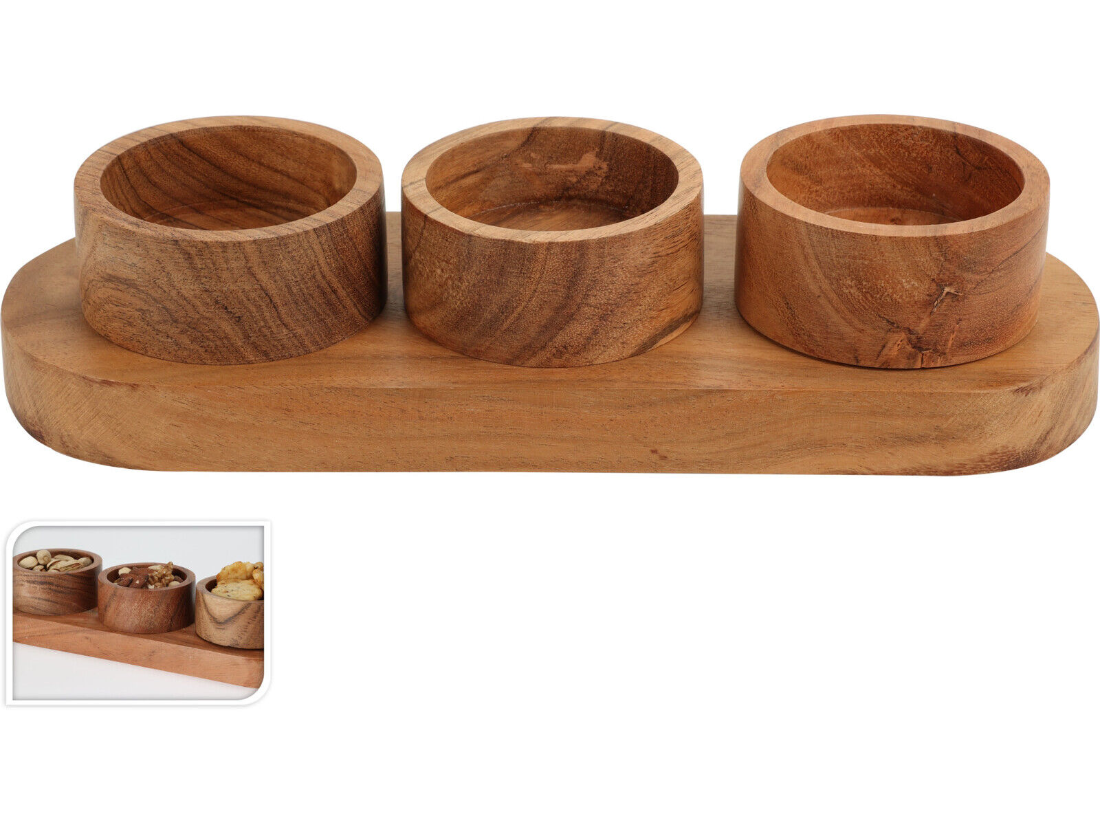 CONJUNTO TA&Ccedil;AS MADEIRA 28X10X6CM