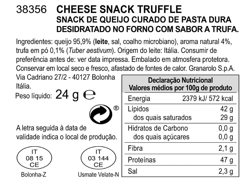SNACK QUEIJO GRANAROLO TRUFA 24G image number 1
