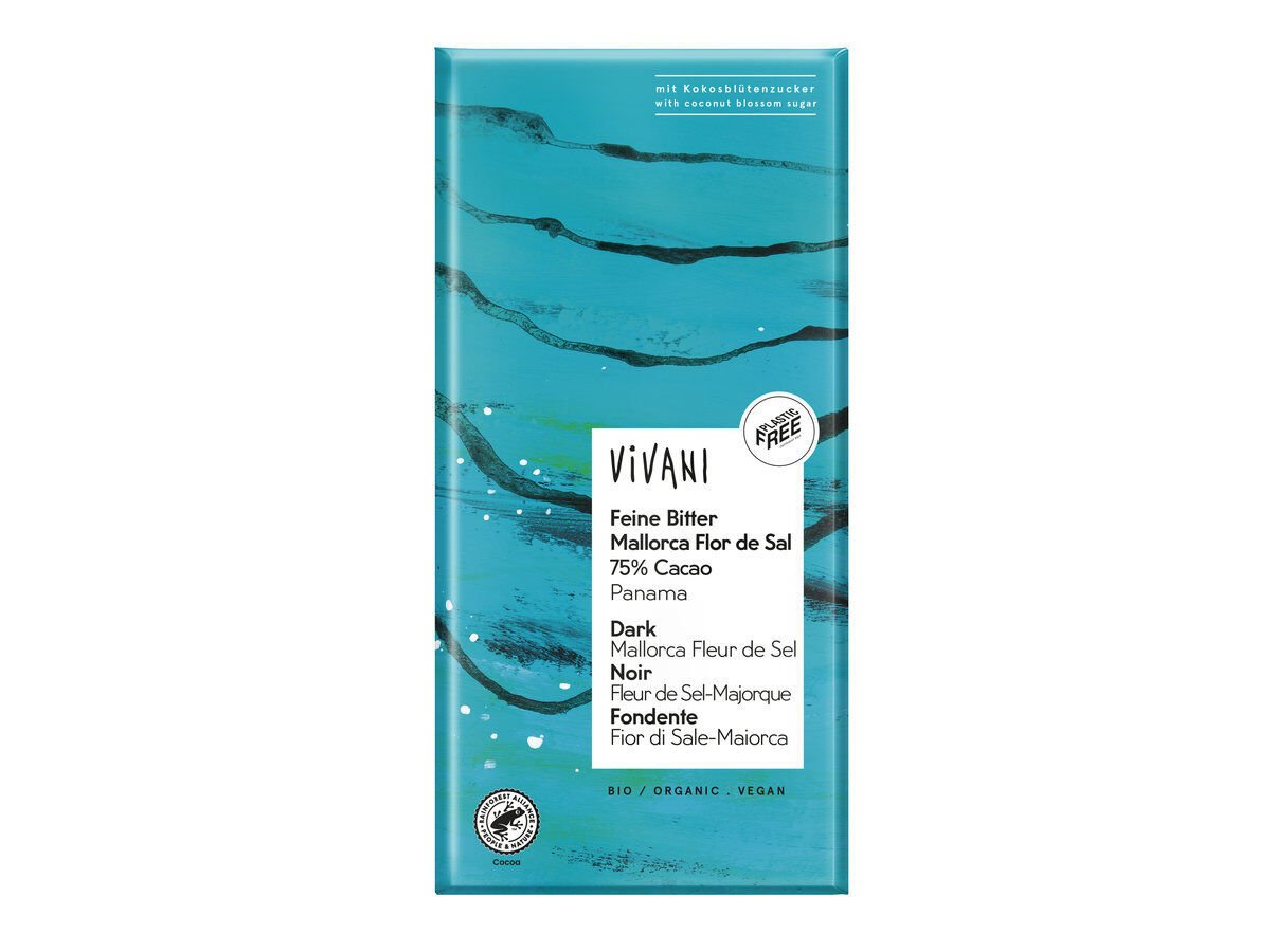 CHOCOLATE VIVANI PRETO COM SAL MARINHO BIO 80G
