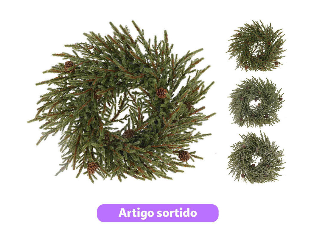 COROA NATAL VERDE 40X40X9CM MODELOS SORTIDOS image number 0