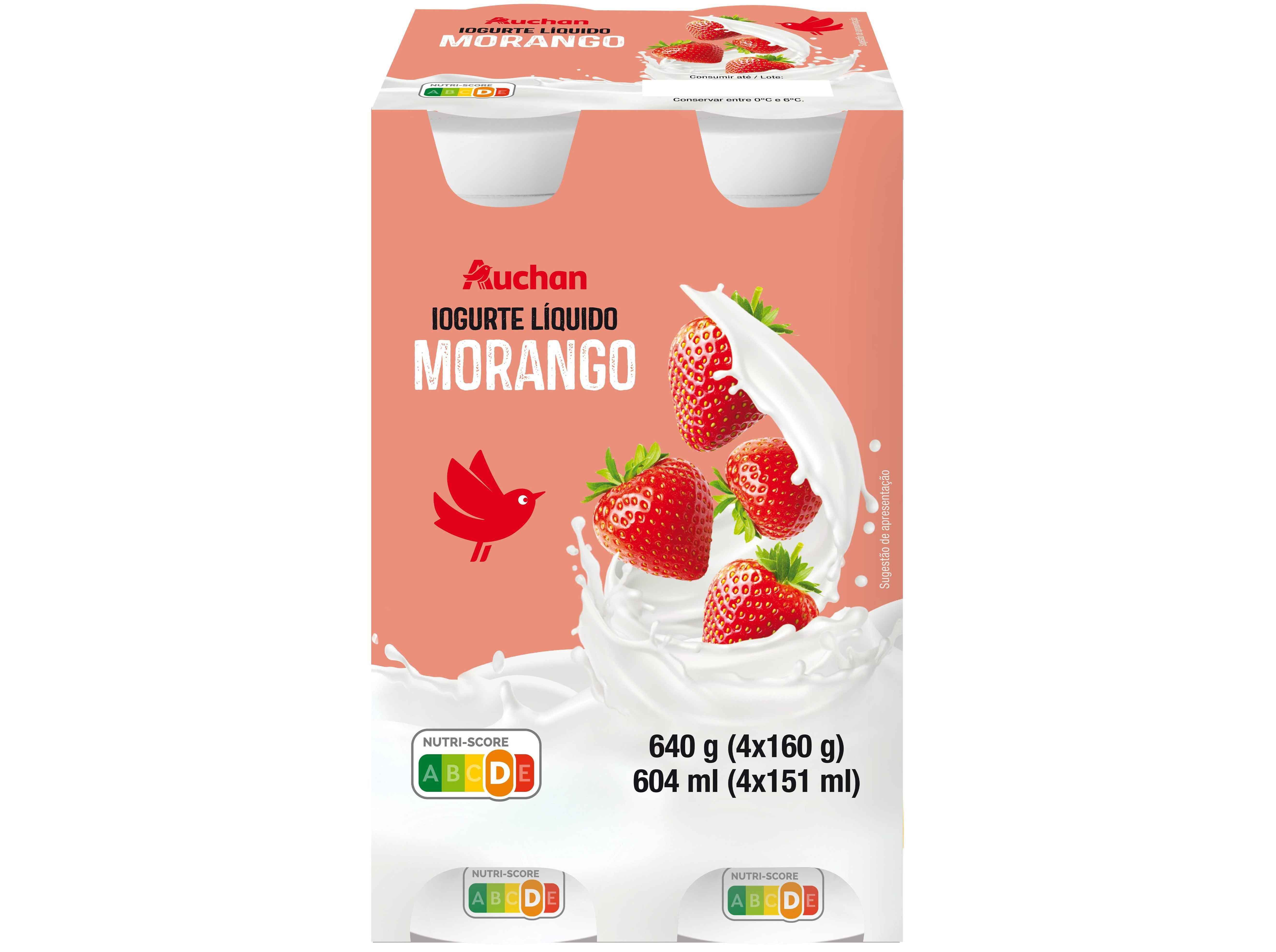 IOGURTE L&Iacute;QUIDO AUCHAN MORANGO 4X160G