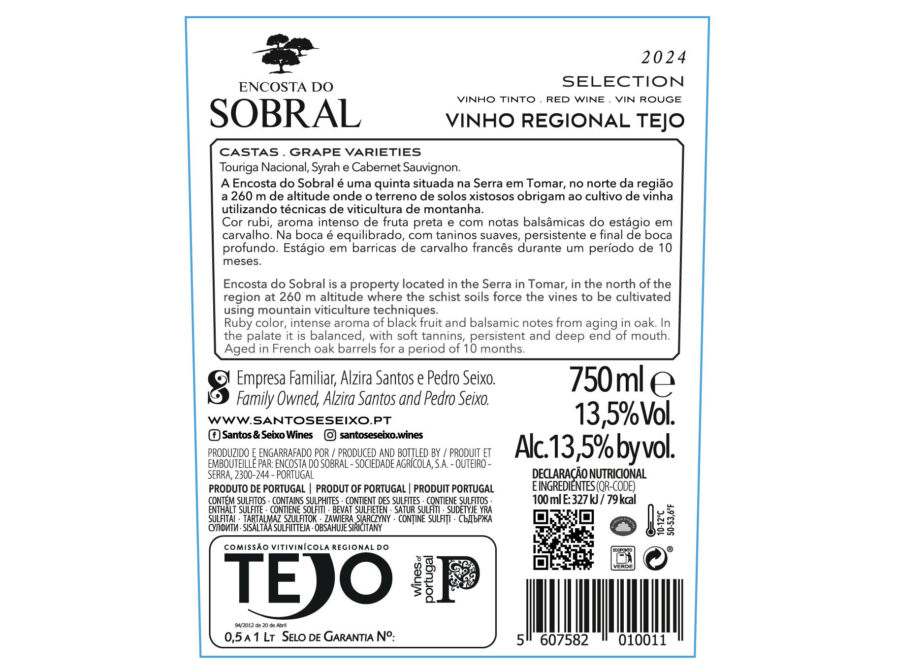 VINHO TINTO ENCOSTA DO SOBRAL SELECTION TEJO 0.75L image number 1