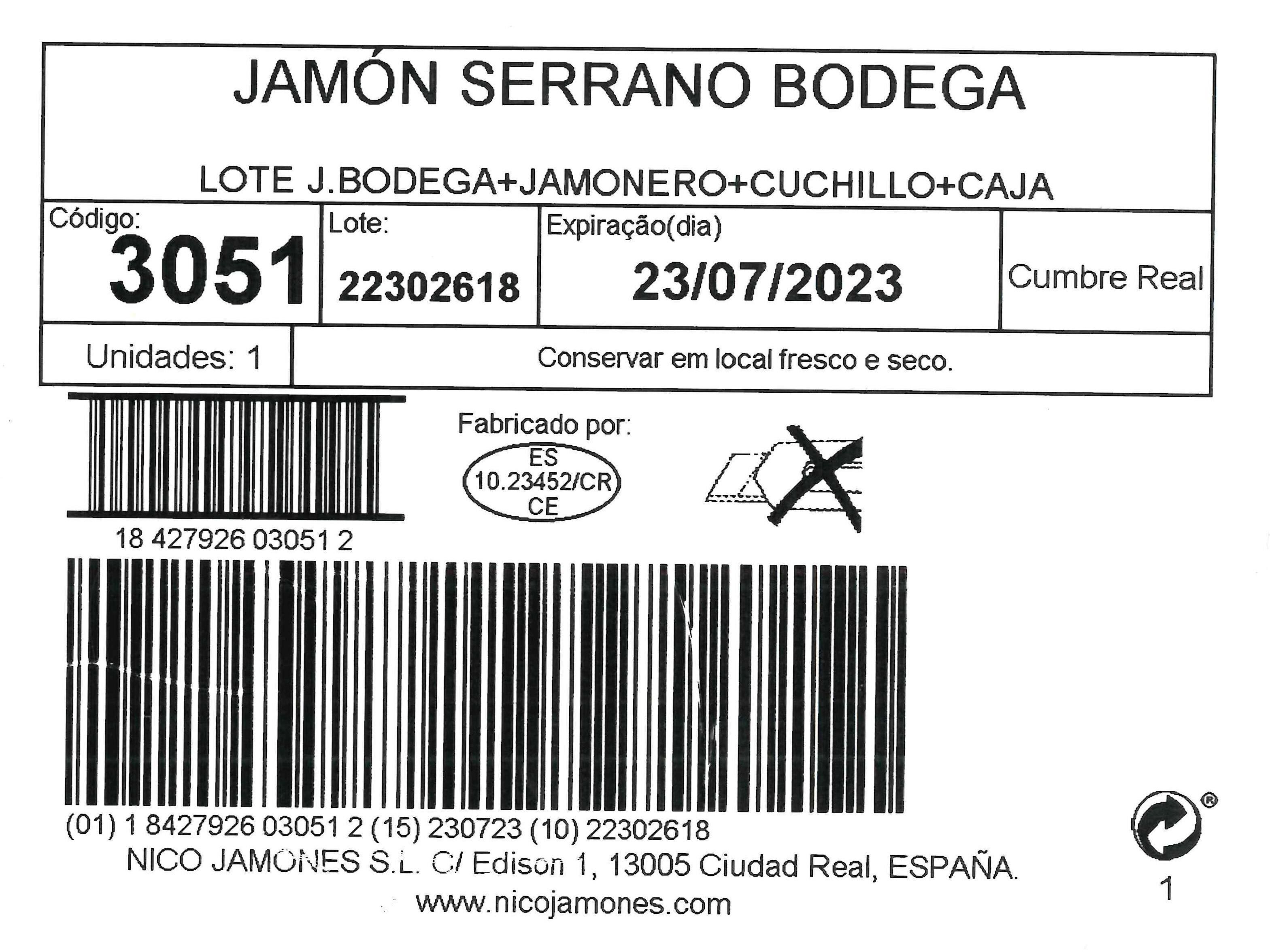 PRESUNTO BODEGA CUMBRE REAL C/CAIXA SUPORTE E FACA UN image number 2