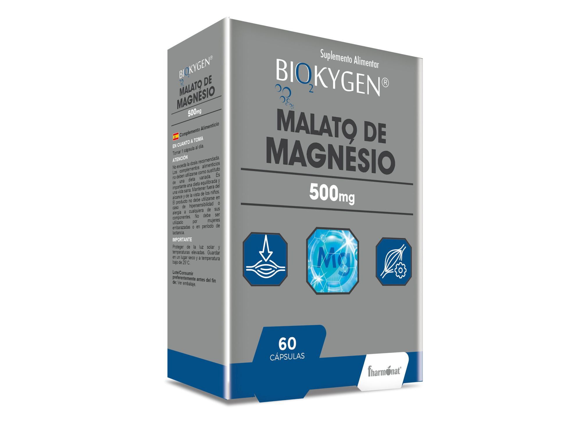 SUPLEMENTO BIOKYGEN MALATO MAGN&Eacute;SIO 500MG 60C&Aacute;PS