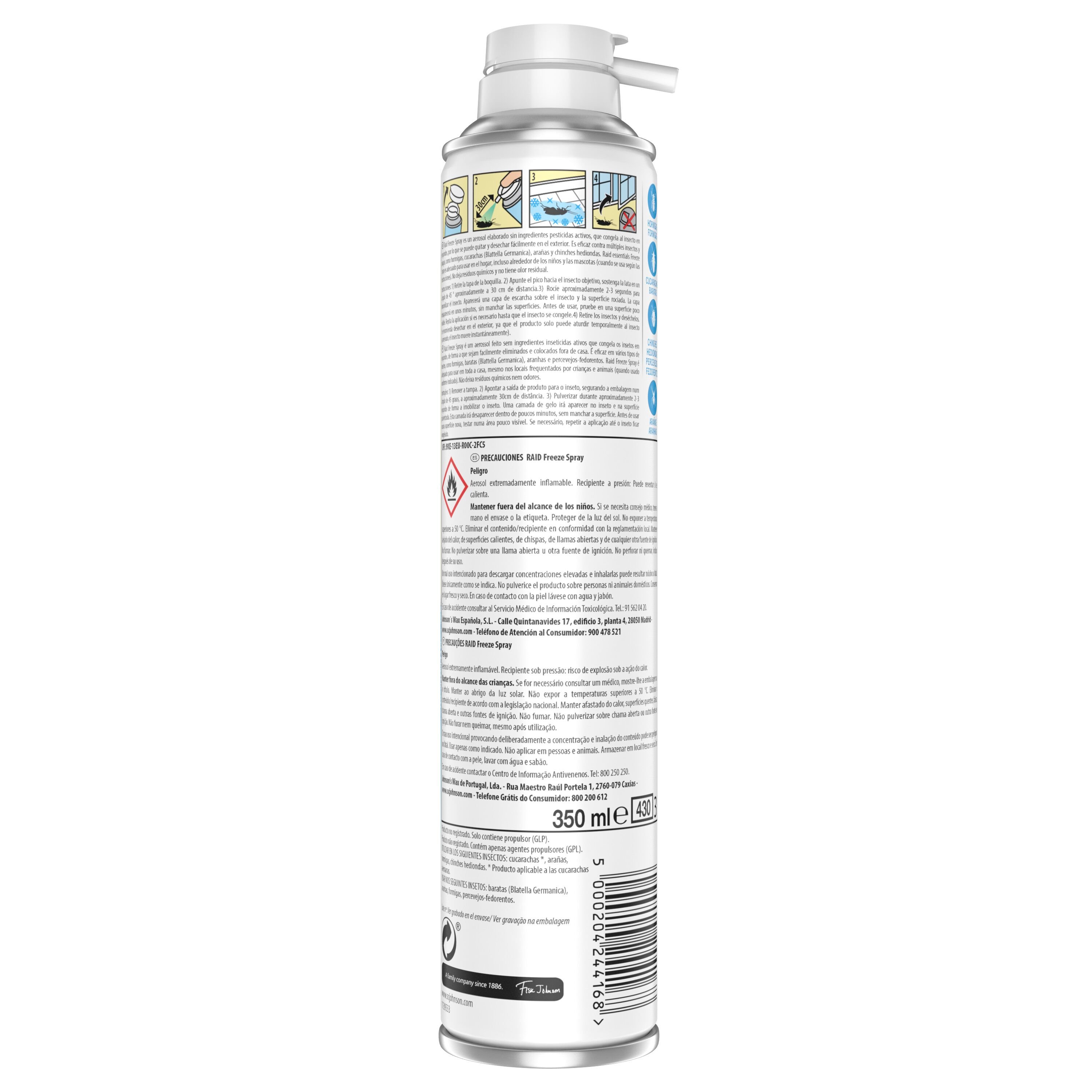 INSECTICIDAS RASTEJANTES RAID AEROSSOL FREEZE 350ML image number 1