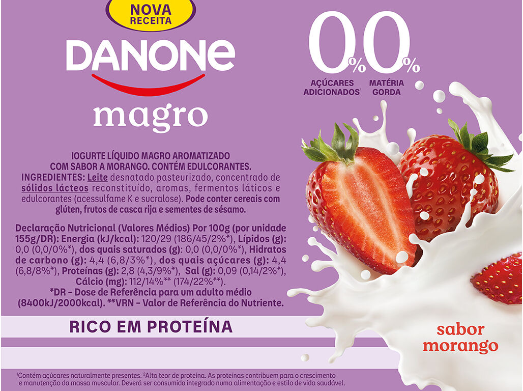 IOGURTE MAGRO L&Iacute;QUIDO DANONE MORANGO 4X155GR image number 1