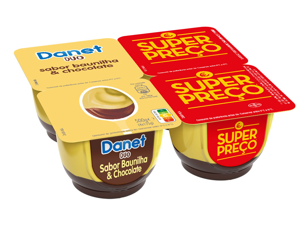 SOBREMESA DANET L&Aacute;CTEA BAUNILHA E CHOCOLATE 4X125G