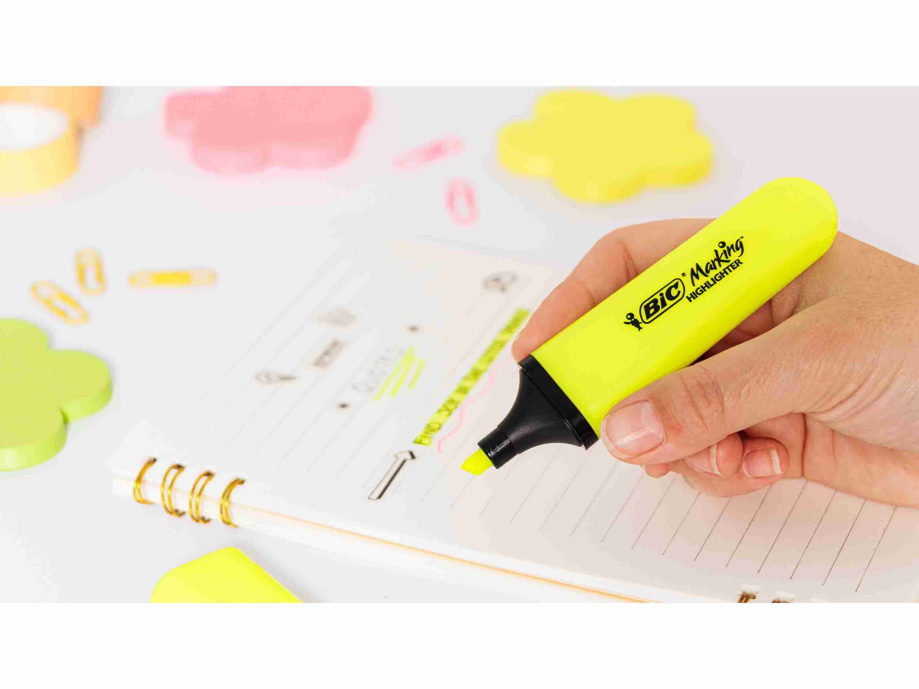 SUBLINHADORES BIC FLUORESCENTE AMARELO 2 UNIDADES image number 1