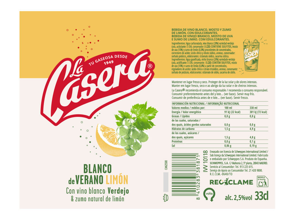 BEBIDA LA CASERA BRANCO DE VERAO 0.33L (SDR) image number 1