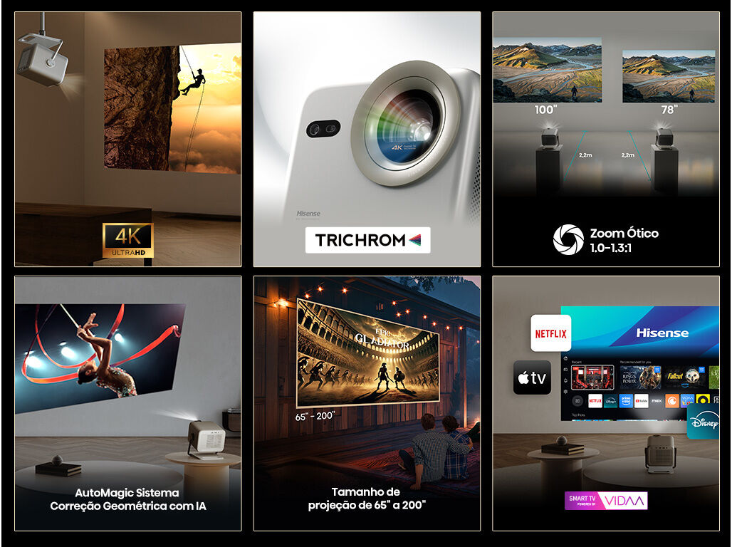 PROJETOR LASER TV HISENSE:M2 PRO 4K UHD 65" A 200" image number 1