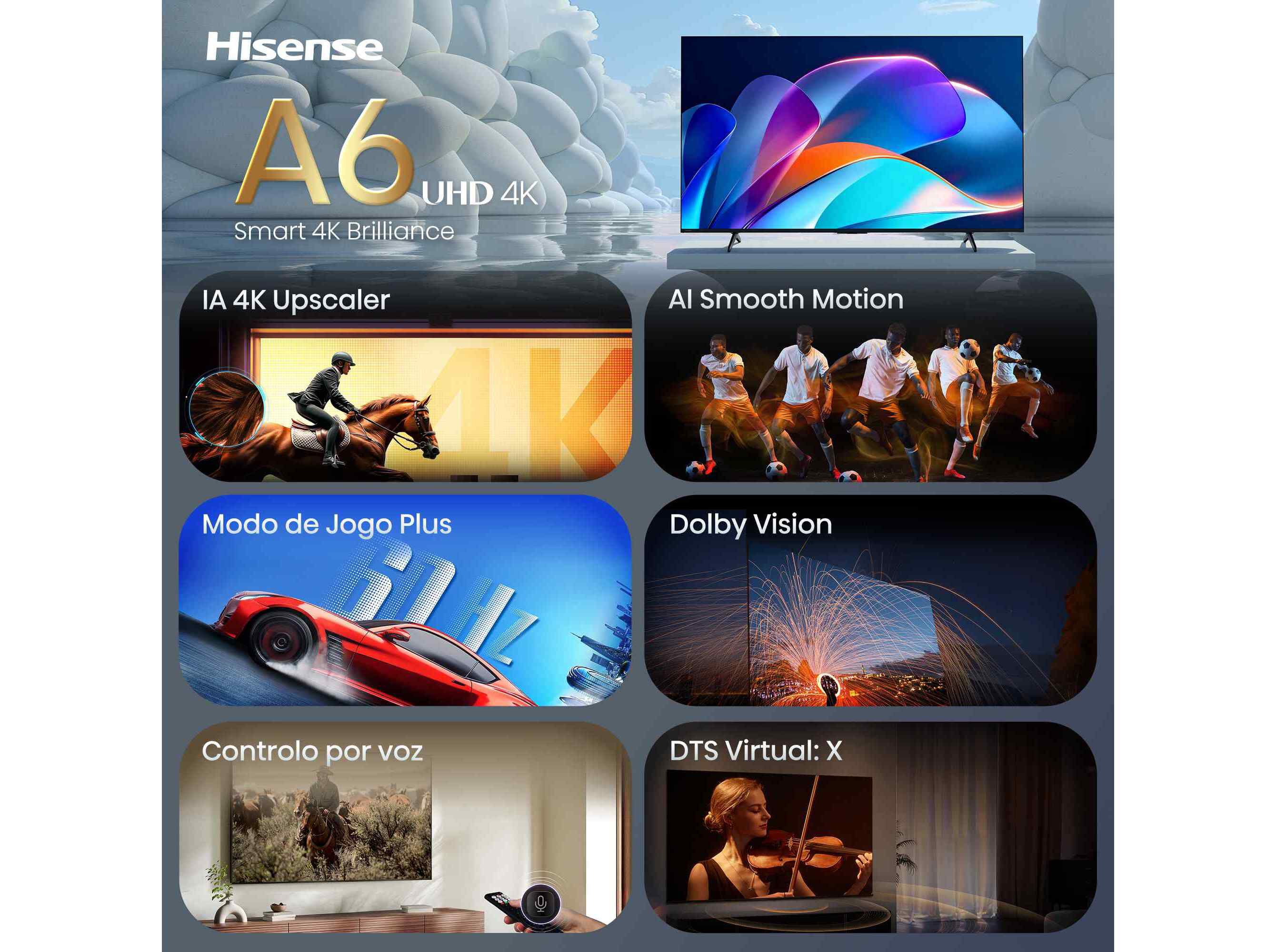 TV LED HISENSE 50A6S 50" SMART 4K image number 2