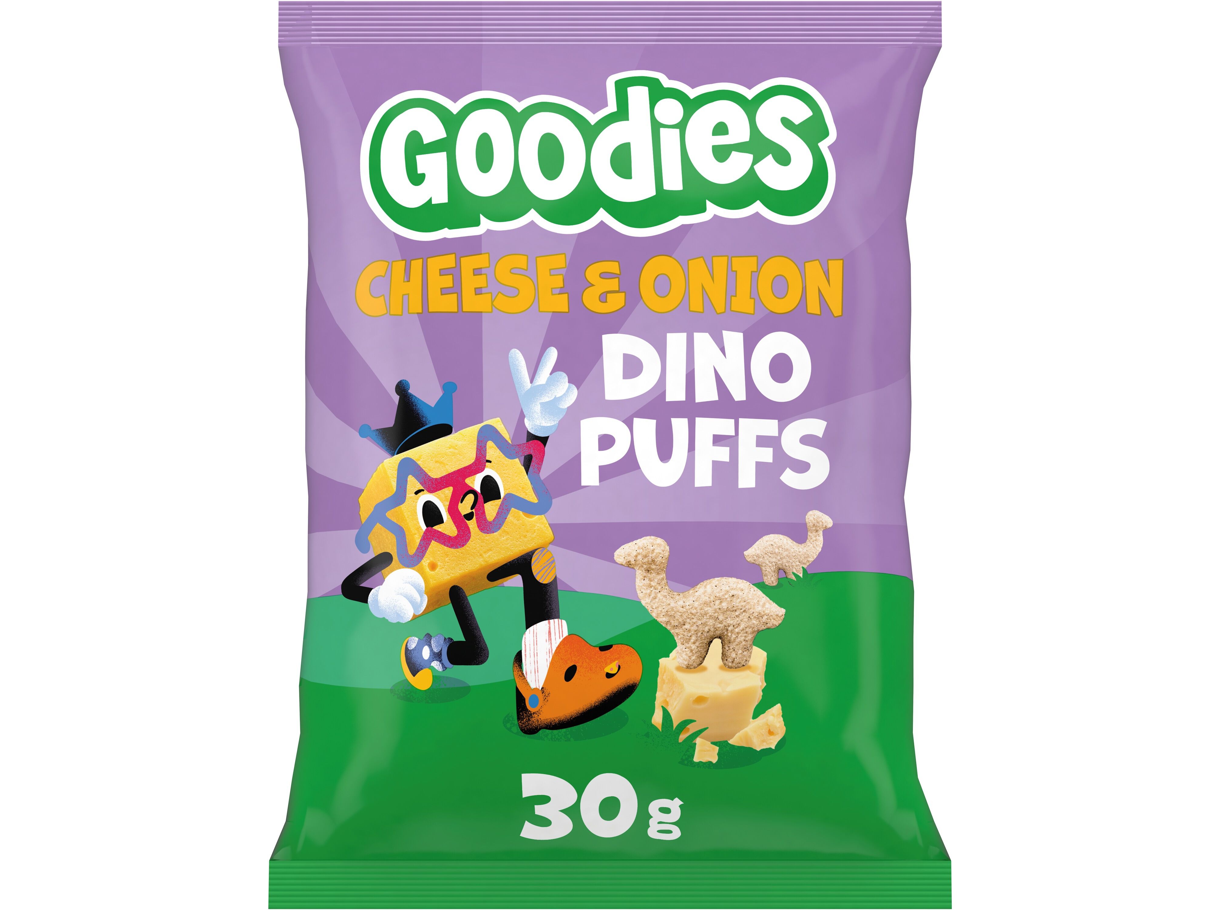 SNACK GOODIES DINO PUFFS QUEIJO E CEBOLA 30G image number 0