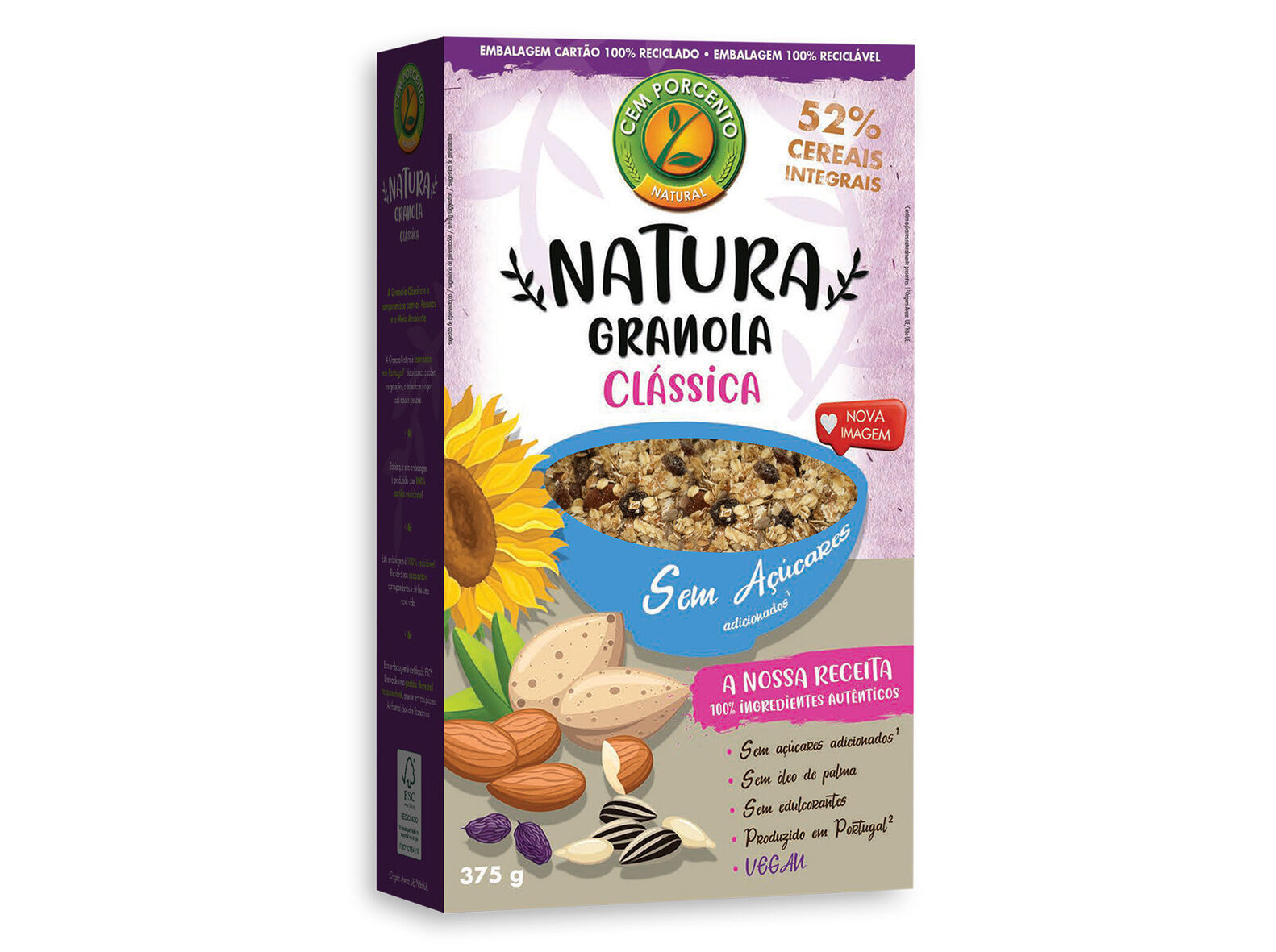 GRANOLA CEM PORCENTO CL&Aacute;SSICA SEM A&Ccedil;&Uacute;CAR 375 G