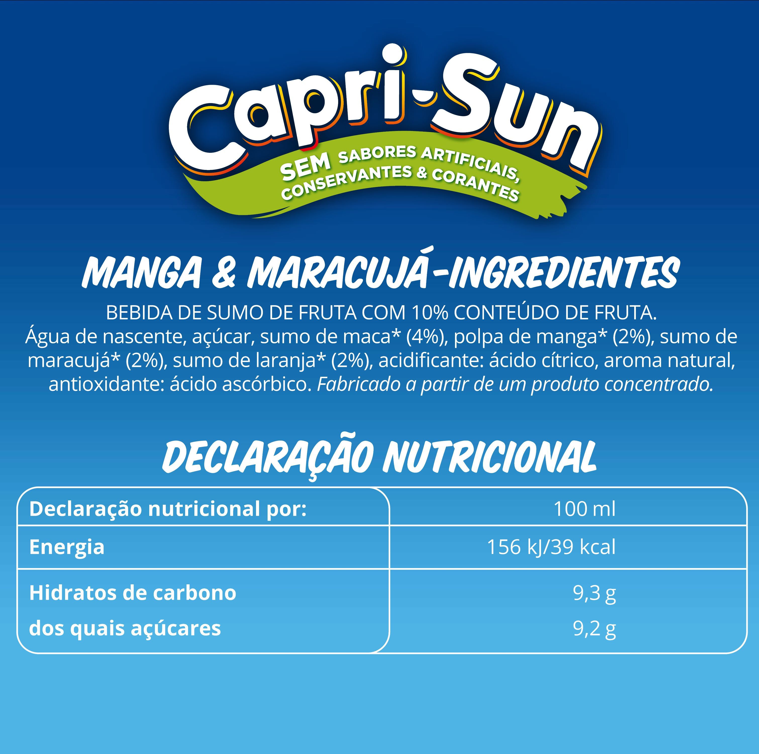 REFRIGERANTE CAPRI-SUN SEM G&Aacute;S MANGA E MARACUJ&Aacute; 0.33L image number 1