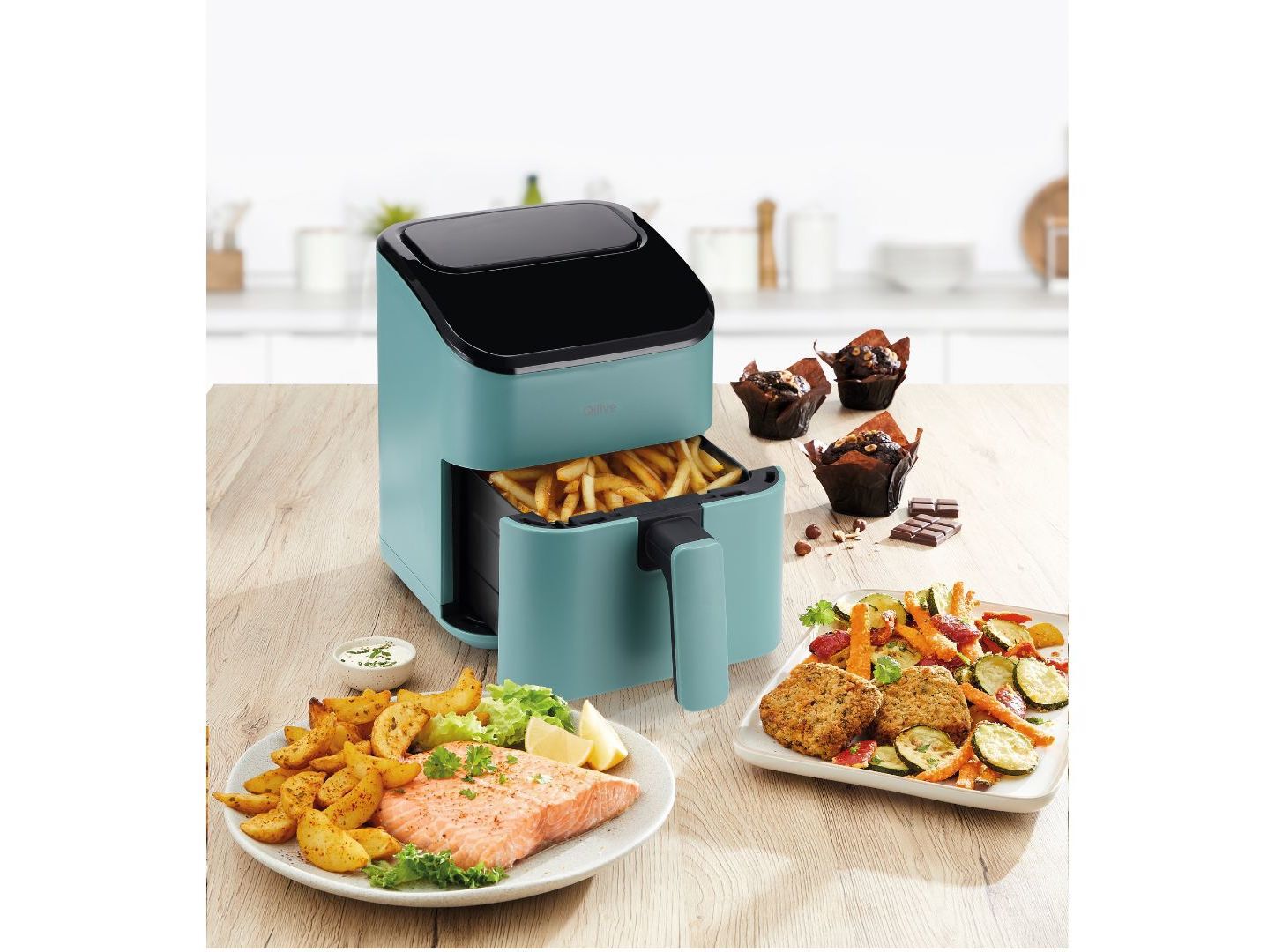 FRITADEIRA AIR FRYER DIGITAL QILIVE Q.5338 VERDE 3L 1000W image number 1