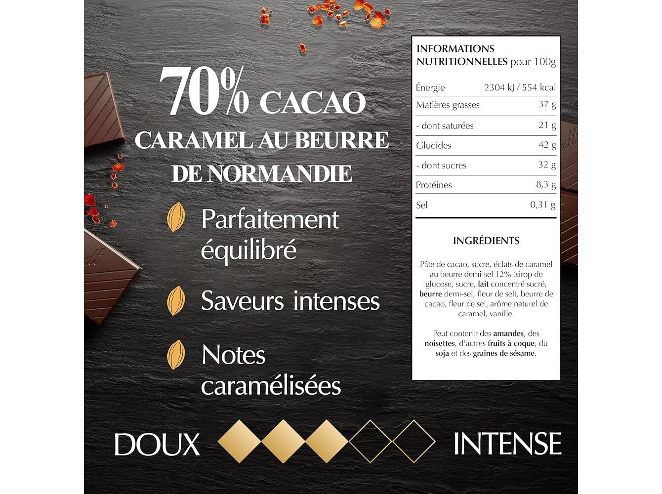 TABLETE CHOCOLATE LINDT EXCELLENCE NEGRO 70% CARAMELO SALGADO 100G image number 1