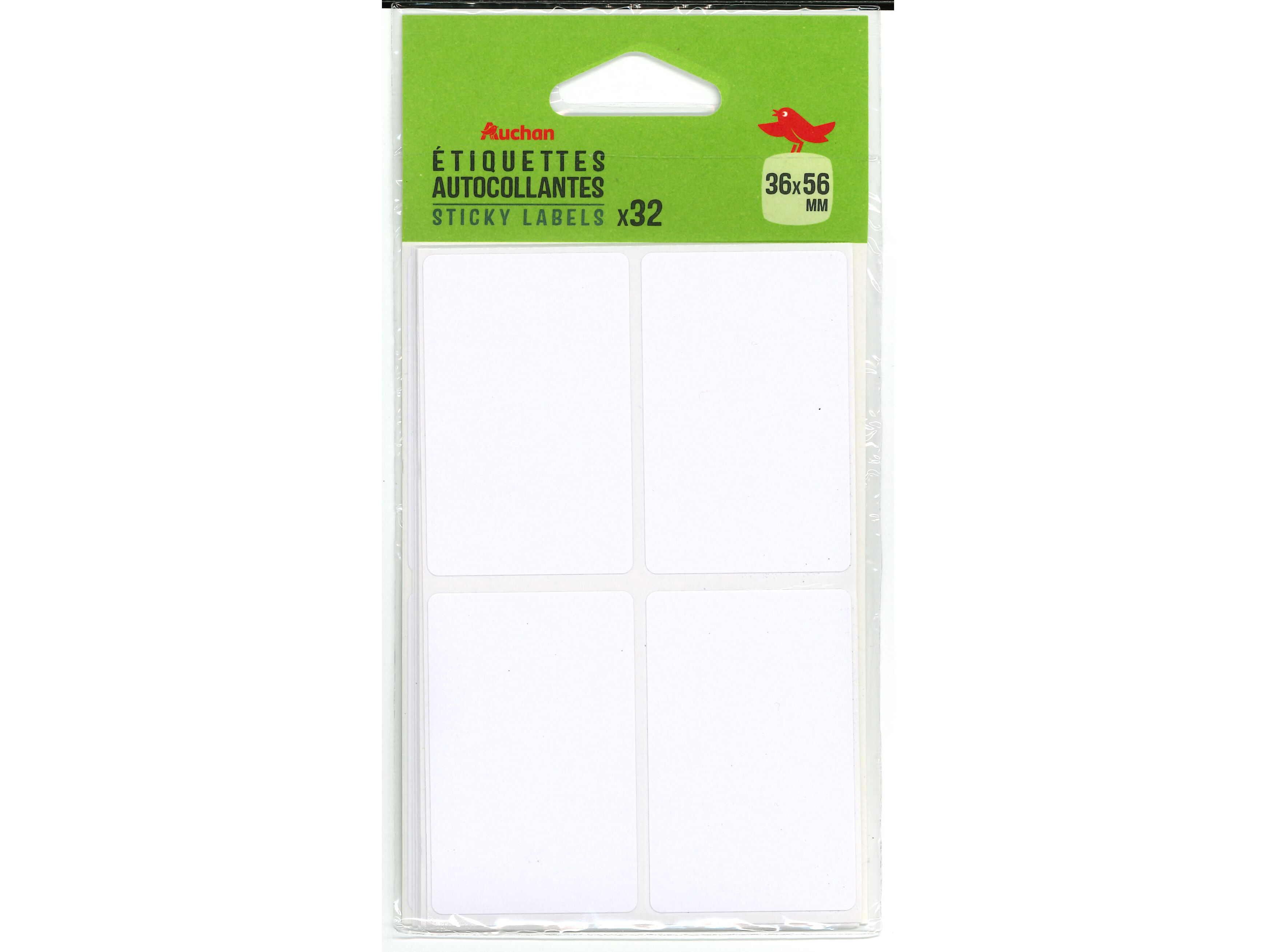 ETIQUETA AUCHAN BRANCO 36X56MM 32 UNIDADES