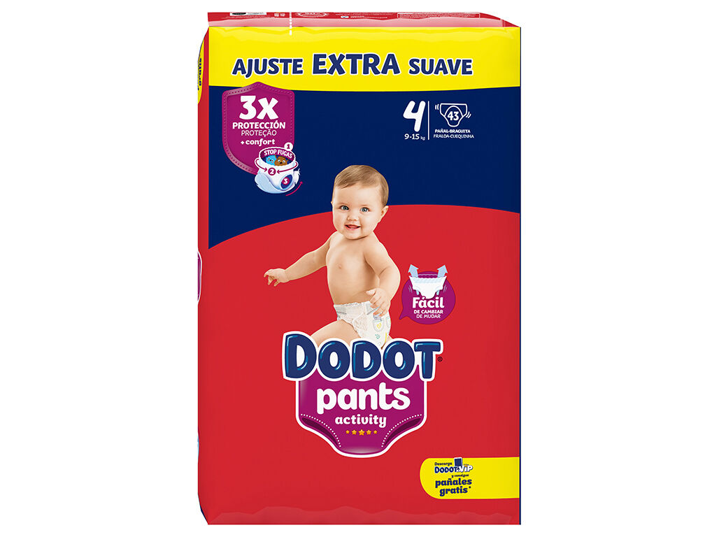 FRALDAS CUECA DODOT ACTIVITY EXTRA T4 9-15KG 43UN image number 1
