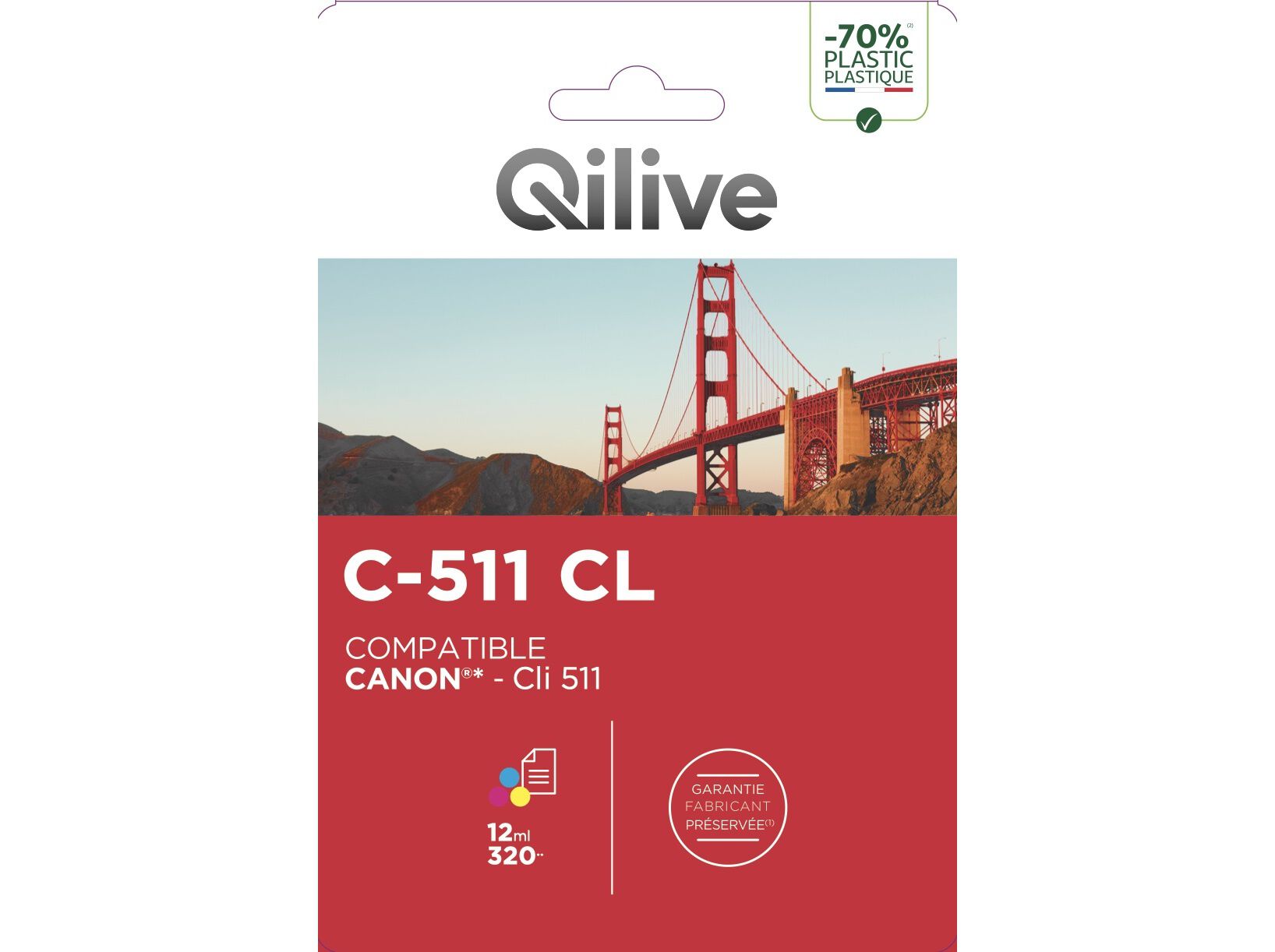 TINTEIRO COMPATIVEL QILIVE CANON CLI 511 CMY 12 ML image number 0