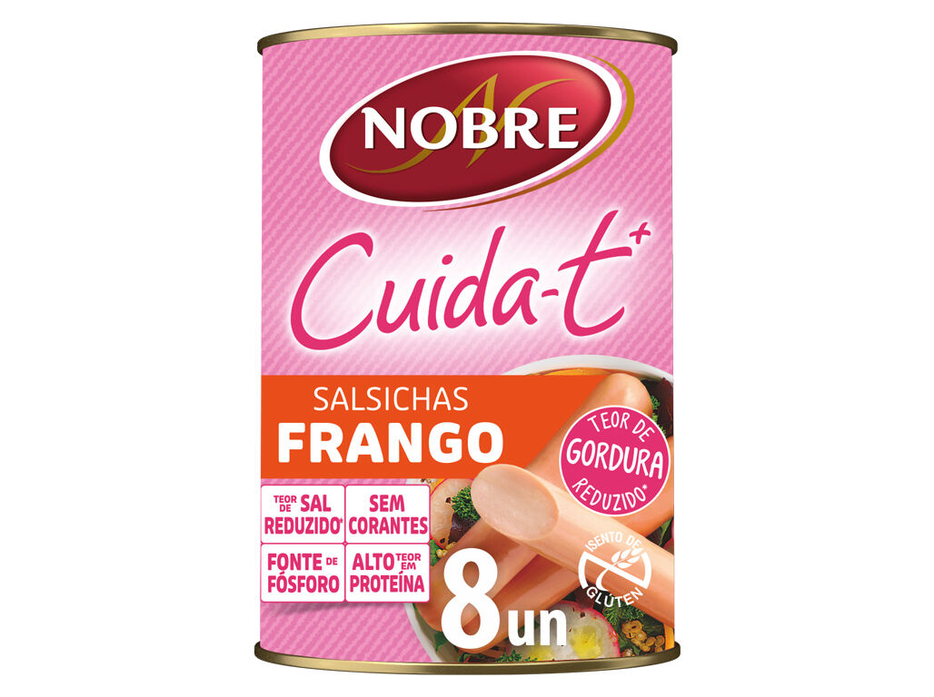 SALSICHAS FRANGO NOBRE CUIDA-T+ LATA 350(160)G