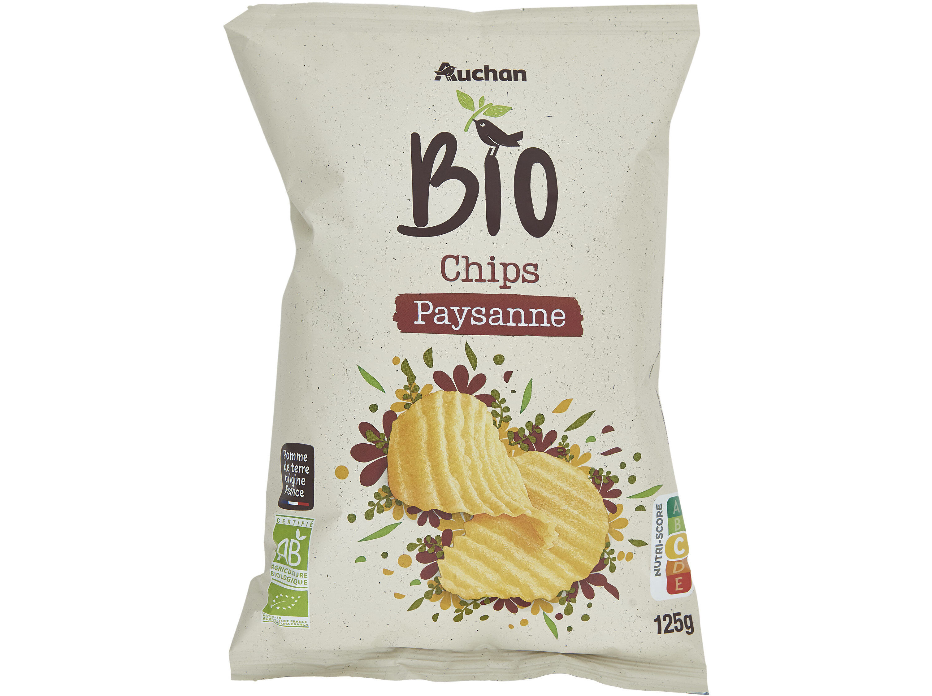 APERITIVO DE BATATA AUCHAN BIO ONDULADA 125G