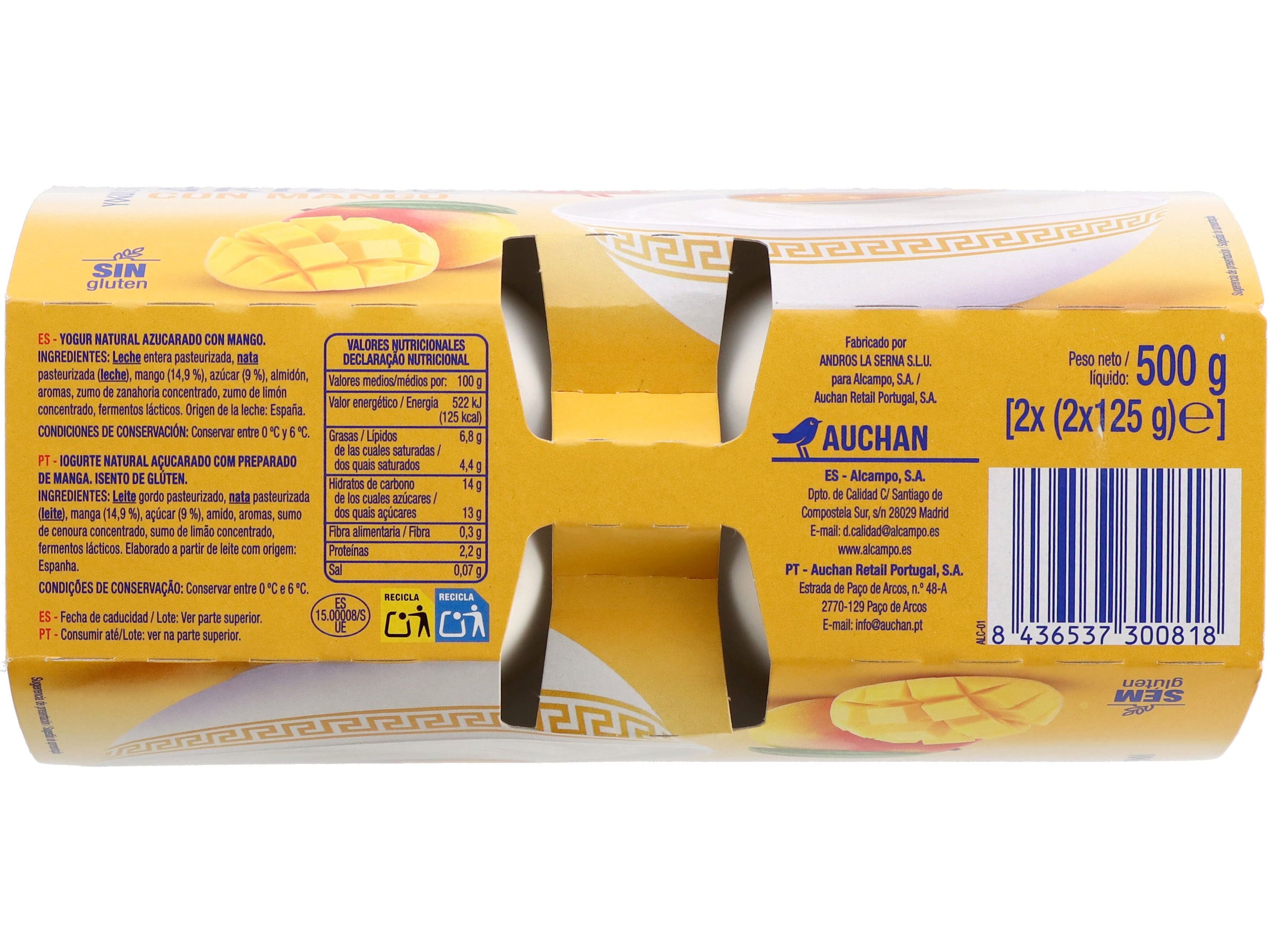 IOGURTE GREGO AUCHAN MANGA 4X125G image number 1