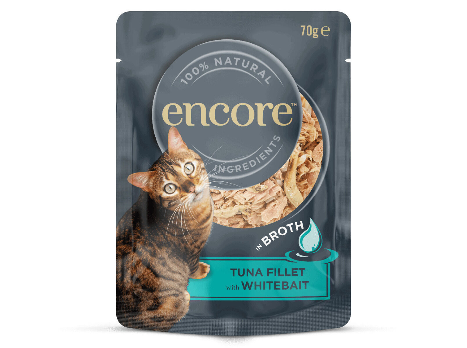 COMIDA H&Uacute;MIDA PARA GATO ENCORE ATUM COM PEIXE BRANCO 70G image number 0