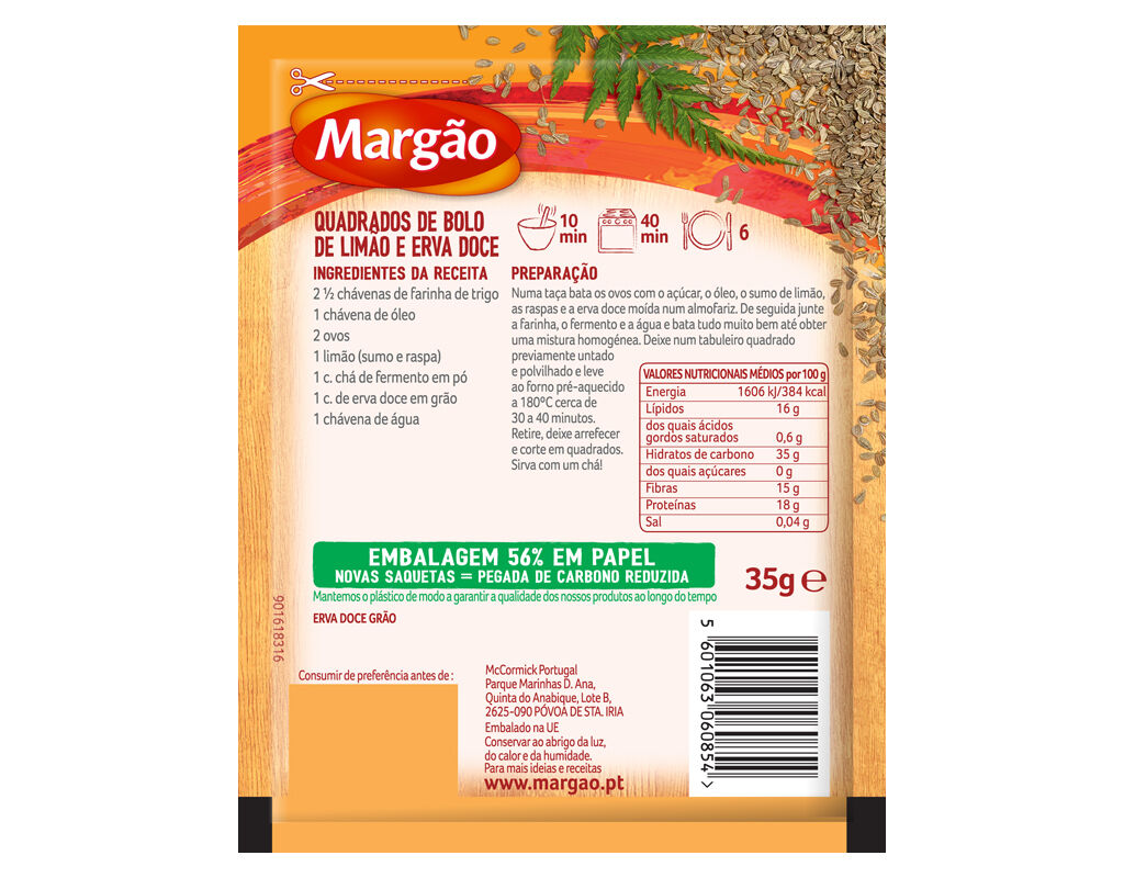 ERVA DOCE MARG&Atilde;O GR&Atilde;O SAQUETA 35G image number 1