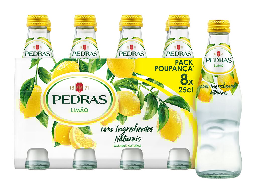 BEBIDA COM G&Aacute;S PEDRAS LIM&Atilde;O 8X0.25L