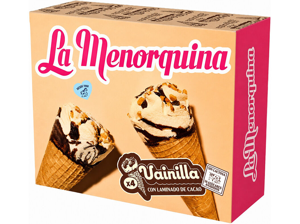 GELADO LA MENORQUINA BAUNILHA S/A&Ccedil;&Uacute;CAR ADICIONADO 4X70G image number 0