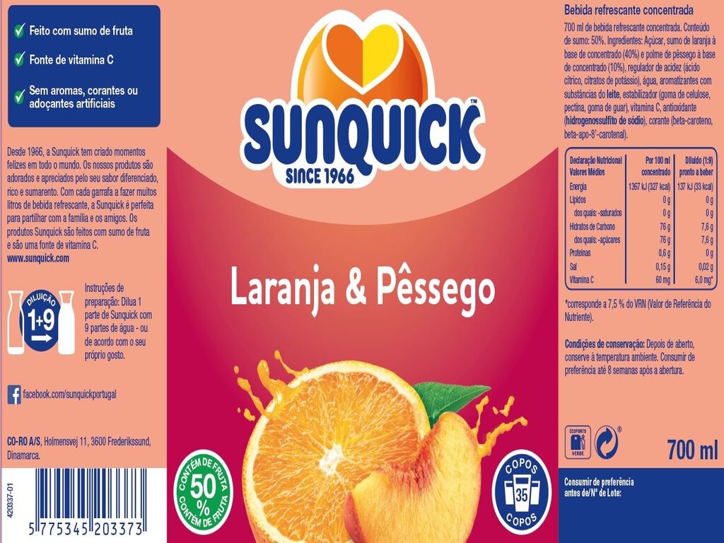 CONCENTRADO SUNQUICK LARANJA & P&Ecirc;SSEGO 0.70L image number 1