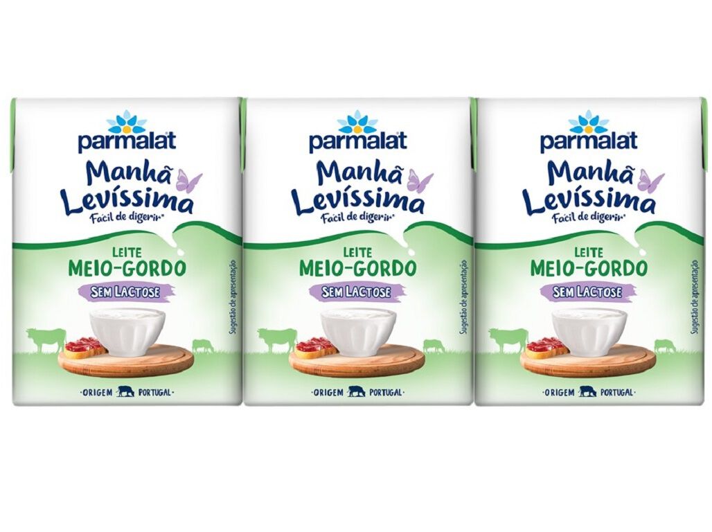 LEITE PARMALAT MANH&Atilde; LEVISSIMA MEIO GORDO 0% LACTOSE 3X200ML