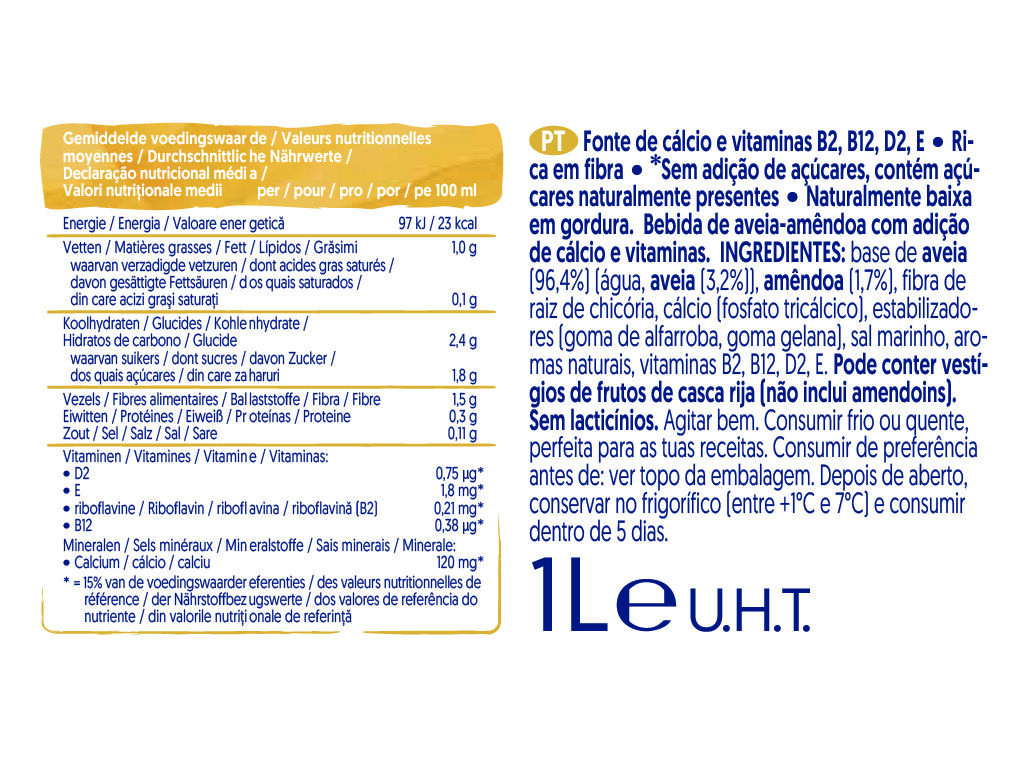 BEBIDA ALPRO DE AVEIA E AM&Ecirc;NDOA 1L image number 1