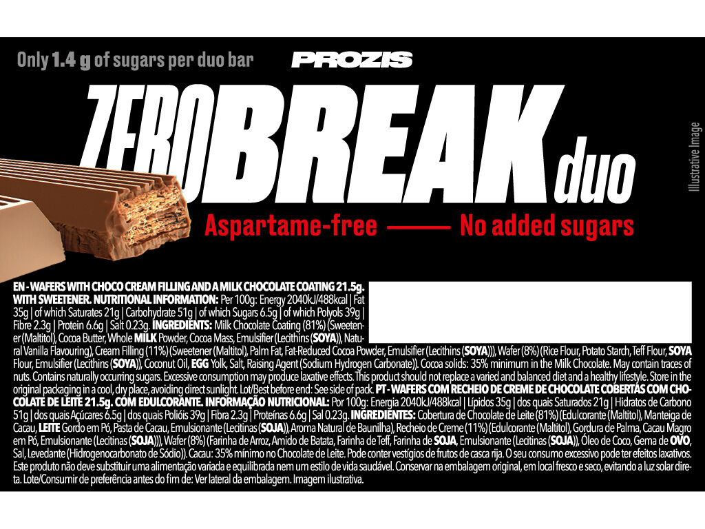 CHOCOLATE PROZIS ZERO BREAK DUO LEITE 22G image number 1