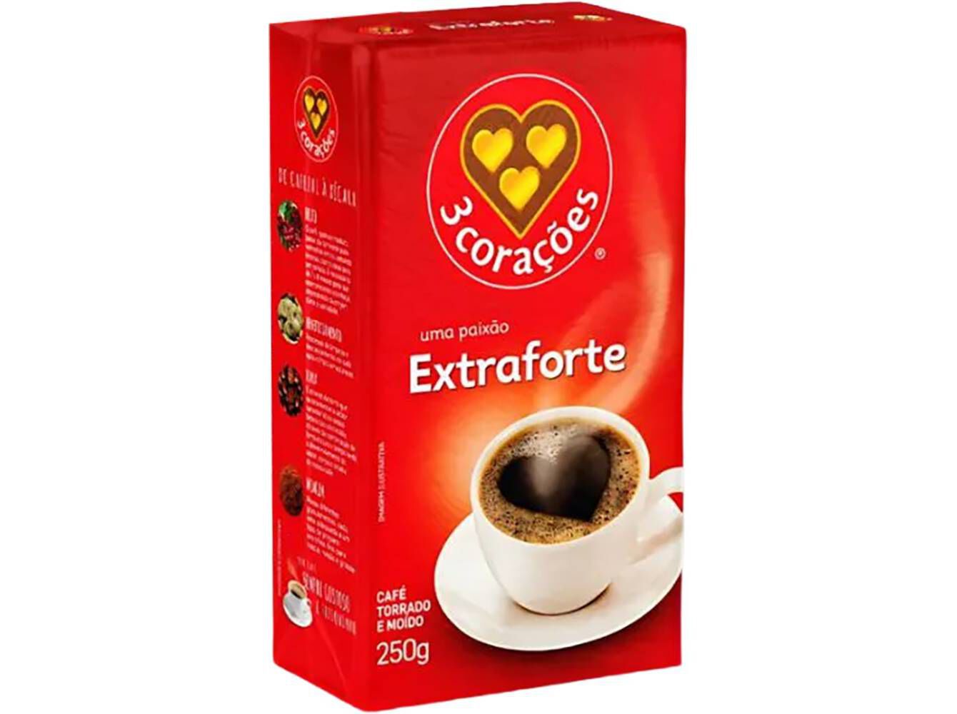 CAF&Eacute; TORRADO E MO&Iacute;DO 3 CORA&Ccedil;&Otilde;ES FORTE 250G