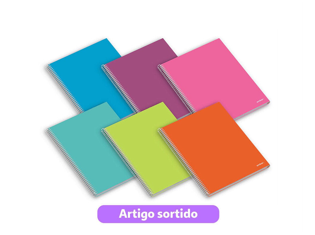 CADERNO ESPIRAL A4 SCHOOL AMBAR MULTI PAUTADO E QUADRICULADO 120 FOLHAS CORES SORTIDAS image number 0
