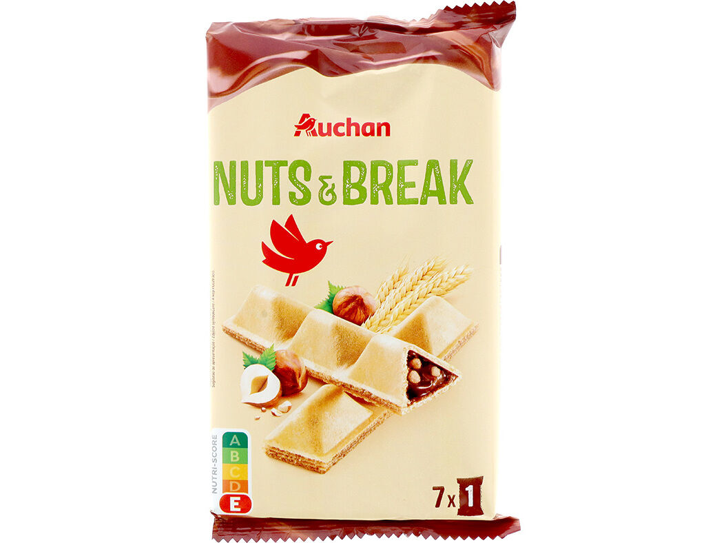 BOLACHAS AUCHAN NUTS&BREAK COM AVEL&Atilde; 7 UN 105G image number 0