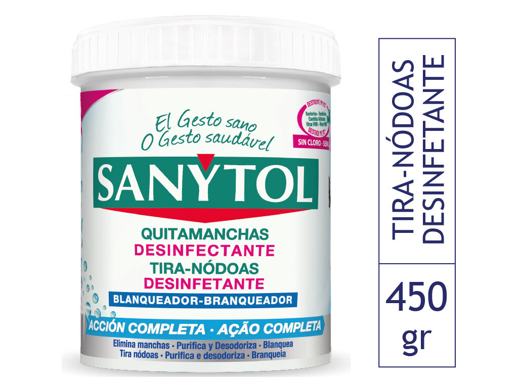 Tira N&oacute;doas Branqueador Desinfetante Sanytol 450gr