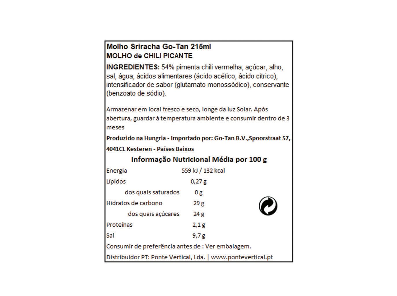 MOLHO SRIRACHA GO TAN ORIGINAL 215ML image number 1