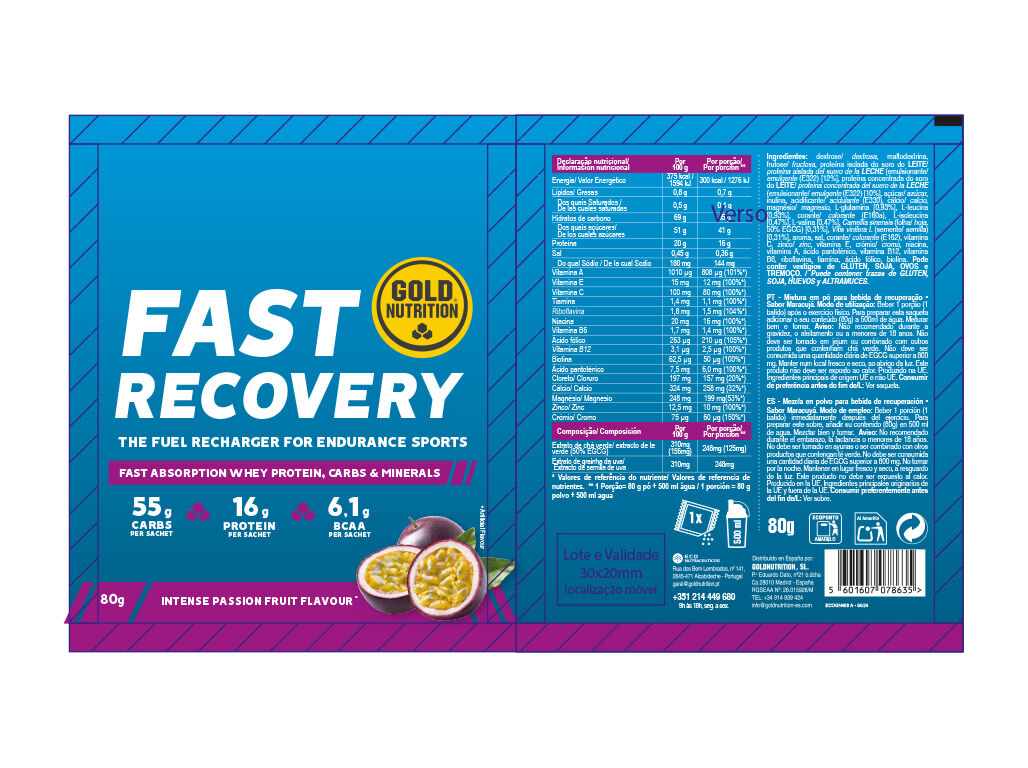 RECUPERADOR GOLDNUTRITION FAST RECOVERY F.SILVESTRE 80G image number 1
