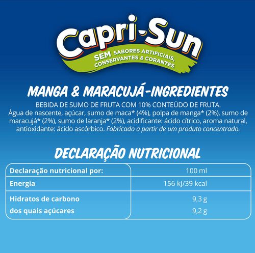REFRIGERANTE CAPRI-SUN SEM GÁS MANGA E MARACUJÁ 0.33L image number 1