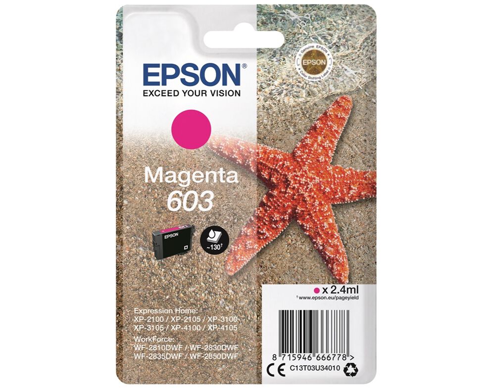 TINTEIRO ORIGINAL EPSON MAGENTA 603 C13T03U34020 image number 0